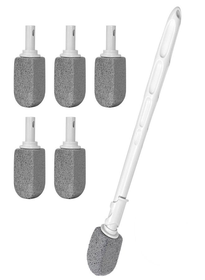 Enjunway Upgrade Pumice Stone Toilet Bowl Cleaner,Bathroom Cleaner Brush Toilet Wand Refills with 30CM Long Handle for Remove Hard Water Stains with 1 Wand+ Pumice Stones (5 Pack) - Image 1